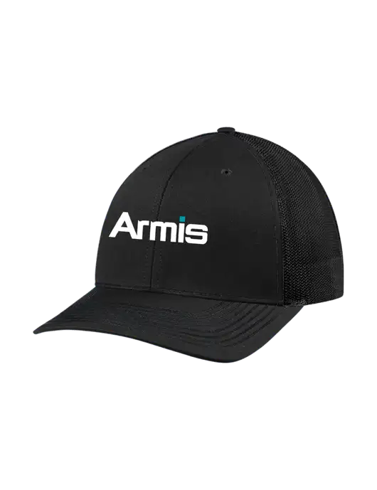 Richardson Adjustable Snapback Original 112 Trucker Cap Black w/Black Mesh w/Armis Logo