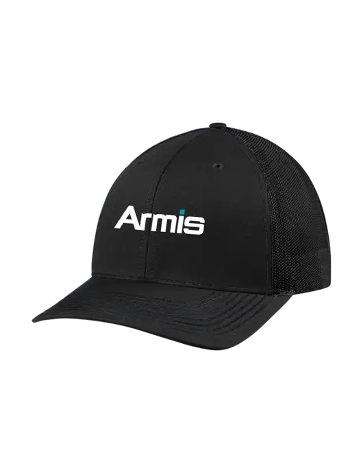 Richardson Adjustable Snapback Original 112 Trucker Cap Black w/Black Mesh w/Armis Logo