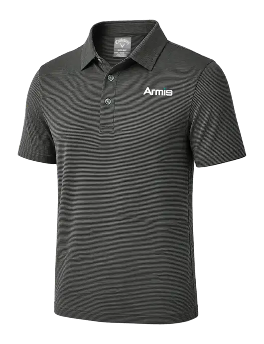 Callaway Black Fine Line Stripe Polo w/Armis Logo