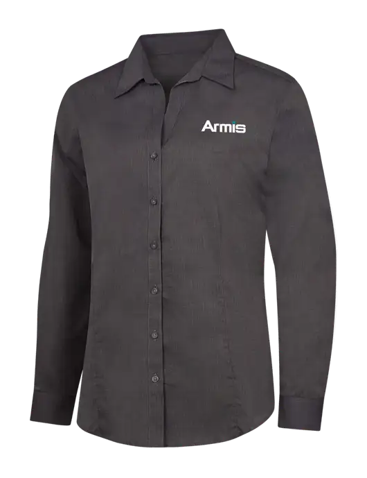 Womens Soft Black Crosshatch Easy Care Shirt w/Armis Logo