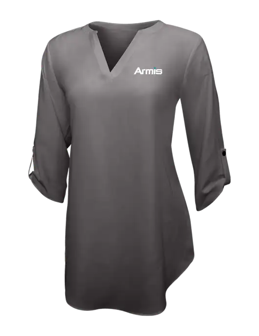 Dark Grey Womens 3/4 Sleeve Tunic Blouse w/Armis Logo