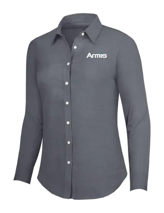 Dark Grey Womens SuperPro Oxford Shirt w/Armis Logo