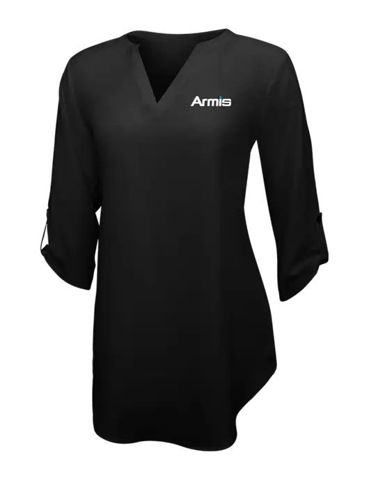Womens Black 3/4 Sleeve Tunic Blouse w/Armis Logo