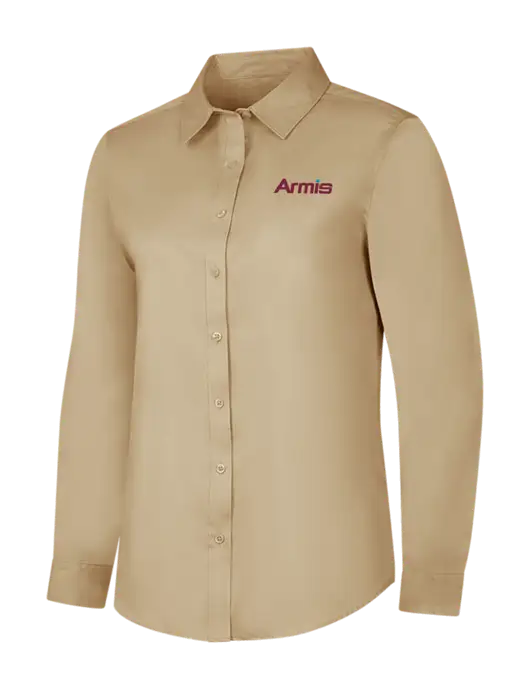 Dark Tan Womens Long Sleeve Superpro React Twill Shirt w/Armis Logo