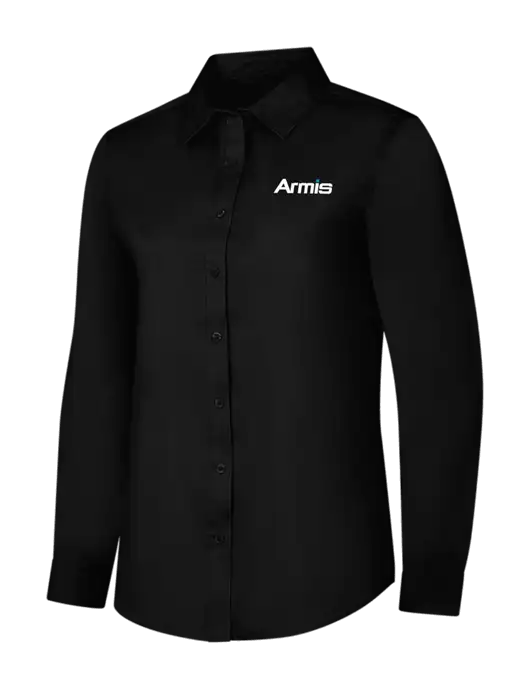 Womens Black Long Sleeve Superpro React Twill Shirt w/Armis Logo