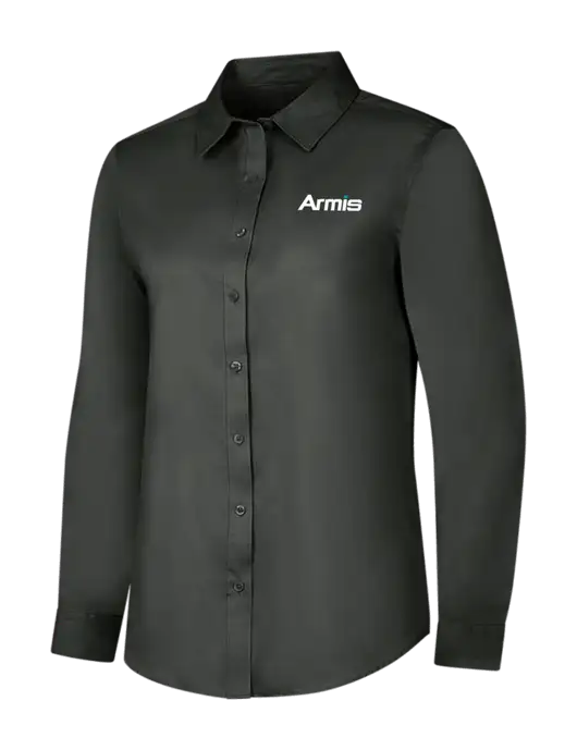 Dark Grey Womens Long Sleeve Superpro React Twill Shirt w/Armis Logo