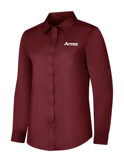 Maroon Womens Long Sleeve Superpro React Twill Shirt w/Armis Logo