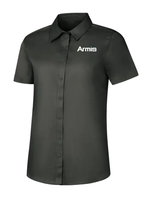 Womens Dark Grey Short Sleeve Superpro React Twill Shirt w/Armis Logo