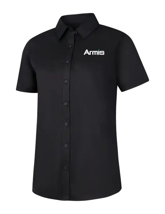 Womens Black Short Sleeve Superpro React Twill Shirt w/Armis Logo