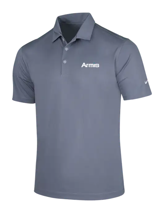 NIKE Medium Grey Dri-Fit Vertical Mesh Polo w/Armis Logo