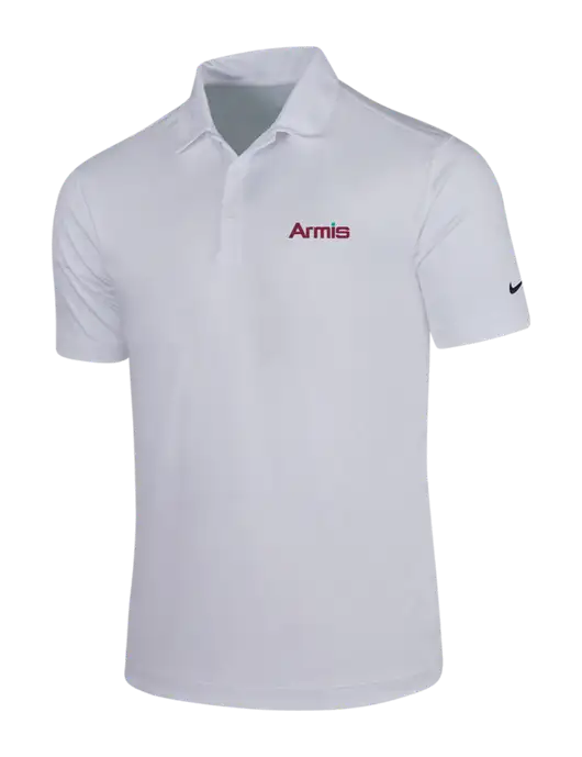 NIKE White Dri-Fit Vertical Mesh Polo w/Armis Logo