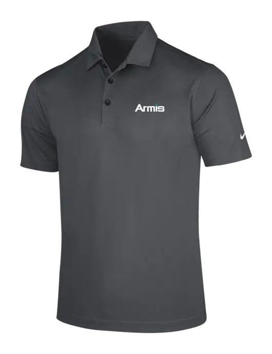 NIKE Dark Grey Dri-Fit Vertical Mesh Polo w/Armis Logo