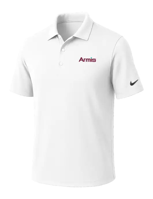 NIKE White Dri-Fit Micro Pique Polo w/Armis Logo