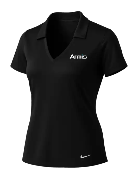 NIKE Black Womens Dri-Fit Vertical Mesh Polo w/Armis Logo