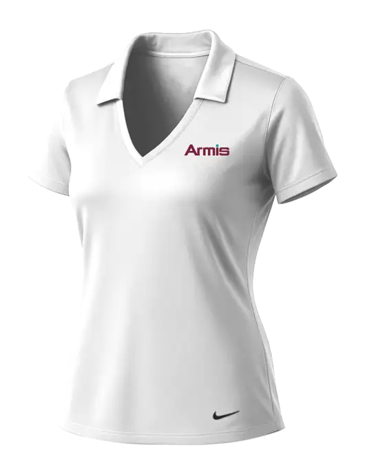 NIKE White Womens Dri-Fit Vertical Mesh Polo w/Armis Logo