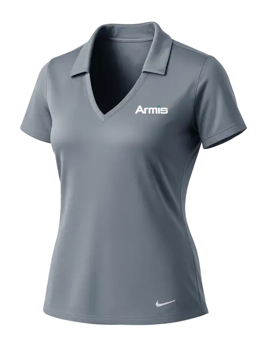 NIKE Medium Grey Womens Dri-Fit Vertical Mesh Polo w/Armis Logo