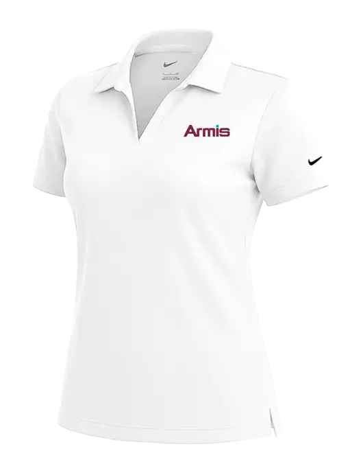 NIKE White Womens Dri-Fit Micro Pique Polo w/Armis Logo