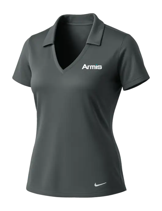 NIKE Dark Grey Womens Dri-Fit Vertical Mesh Polo w/Armis Logo