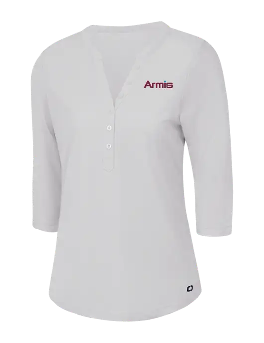 OGIO Bright White Jewel Henley w/Armis Logo