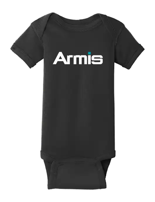 Rabbit Skins Black Infant Short Sleeve Baby Rib Bodysuit w/Armis Logo