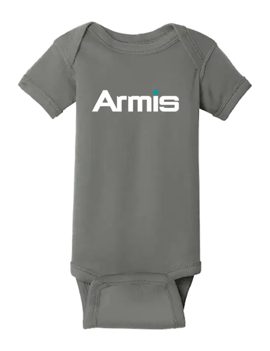 Rabbit Skins Charcoal Infant Short Sleeve Baby Rib Bodysuit w/Armis Logo