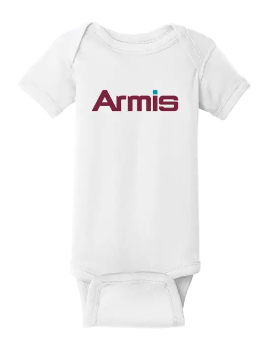 Rabbit Skins White Infant Short Sleeve Baby Rib Bodysuit w/Armis Logo