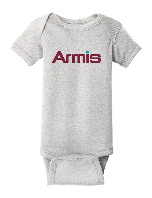 Rabbit Skins Light Grey Heather Infant Short Sleeve Baby Rib Bodysuit w/Armis Logo
