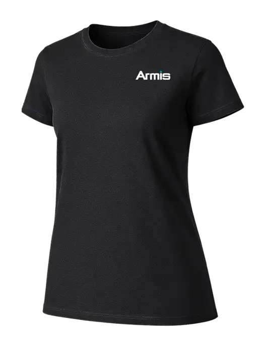 Womens Ring Spun Jet Black 4.5 oz T-Shirt w/Armis Logo