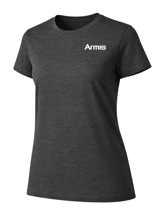 Womens Ring Spun Dark Heather Grey 4.5 oz T-Shirt w/Armis Logo