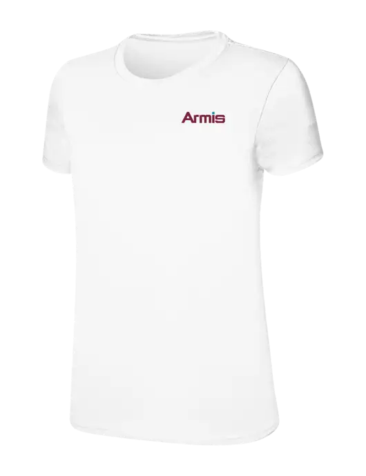 Womens Ring Spun White 4.5 oz T-Shirt w/Armis Logo