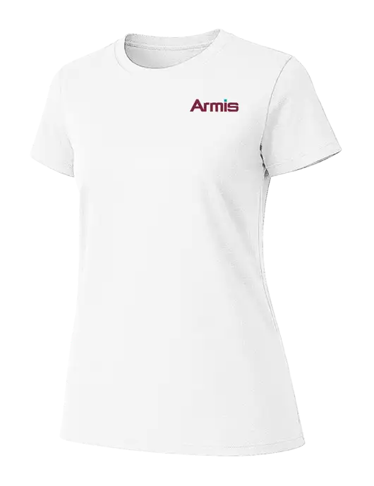 Womens Ring Spun White 4.5 oz T-Shirt w/Armis Logo