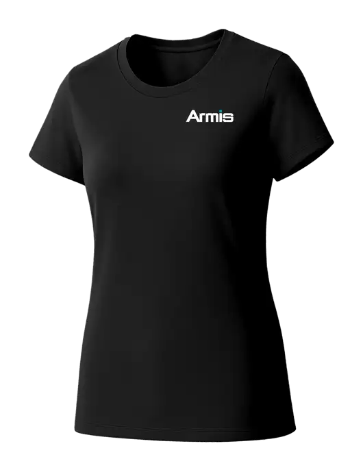 Womens Seriously Soft Black T-Shirt w/Armis Logo