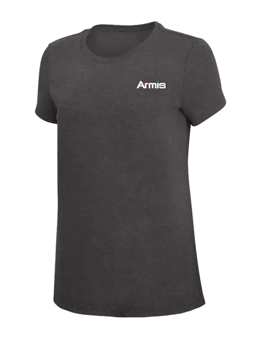 Womens Simply Soft Heather Charcoal 4.5oz  Poly/Combed Ring Spun Cotton T-Shirt w/Armis Logo