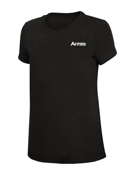 Womens Simply Soft Black 4.5oz Poly/Combed Ring Spun Cotton T-Shirt w/Armis Logo