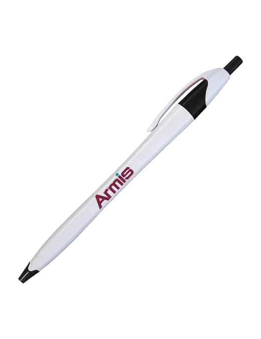 Novella White/Black Classic Pen - Blue Ink w/Armis Logo