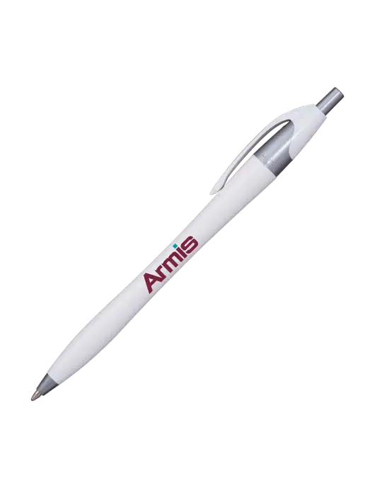 Novella White/Silver Shimmer Pen - Blue Ink w/Armis Logo