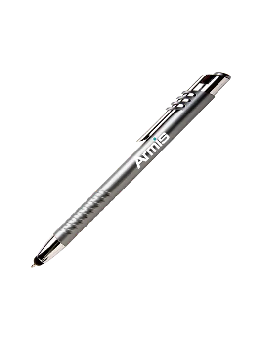 Schirhart Grey Stylus Pen - Blue Ink w/Armis Logo