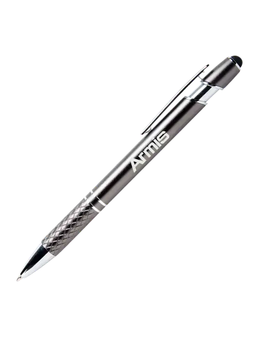 Valencia Gunmetal Stylus Pen - Black Ink w/Armis Logo