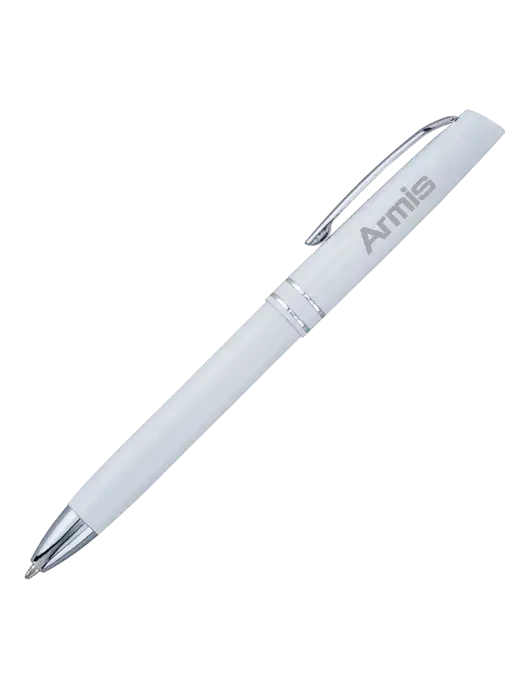 White Anguilla Black Ink Pen w/Armis Logo