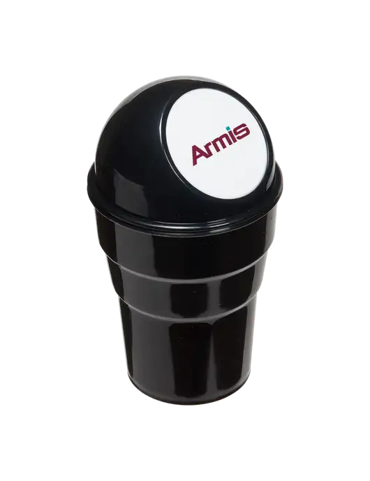 Black Car Cup Holder Trash Can w/Armis Logo