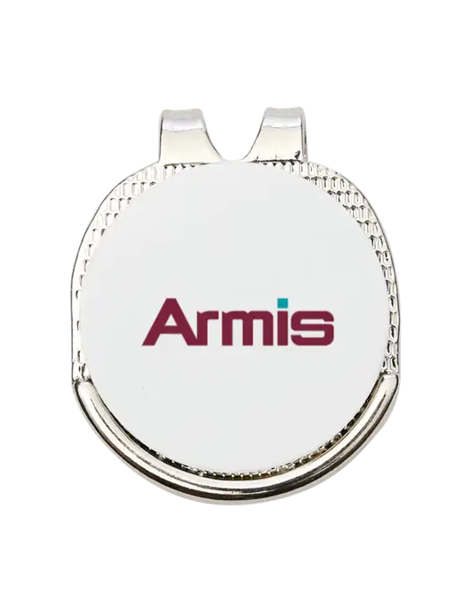 Antique Silver Hat Clip w/Golf Ball Marker w/Armis Logo