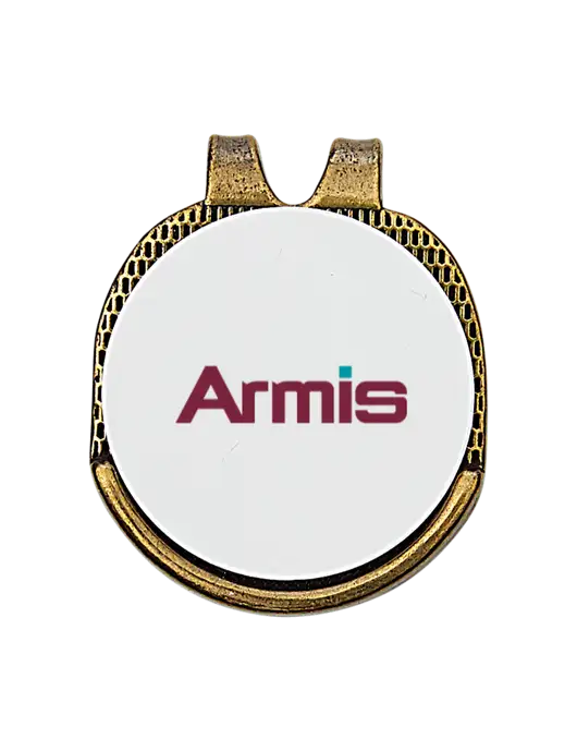 Antique Gold Hat Clip w/Golf Ball Marker w/Armis Logo