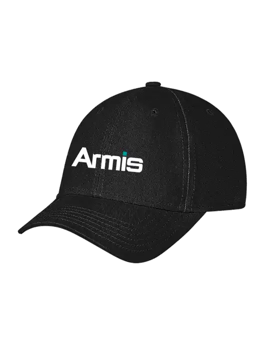 Black Structured Soft Snap Closure Hook & Loop Cap w/Armis Logo