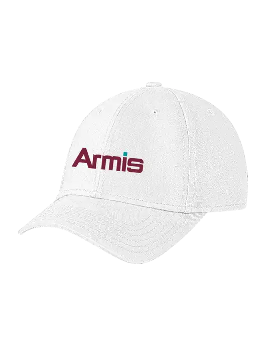 White Structured Soft Snap Closure Hook & Loop Cap w/Armis Logo