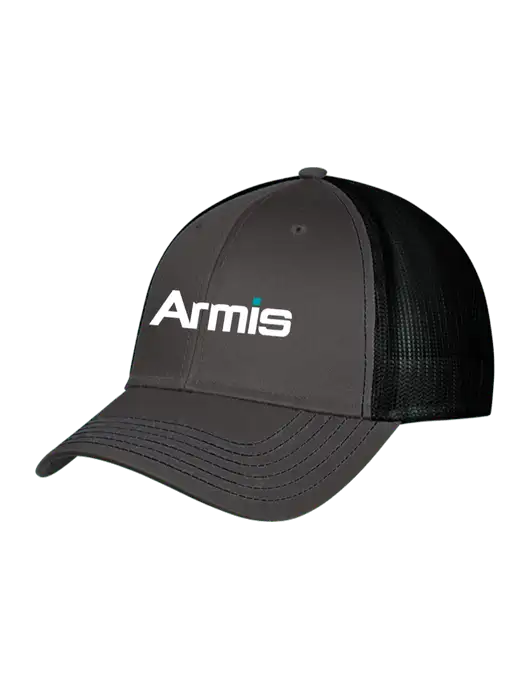 Charcoal & Black Mesh Trucker Cap Snap Back w/Armis Logo