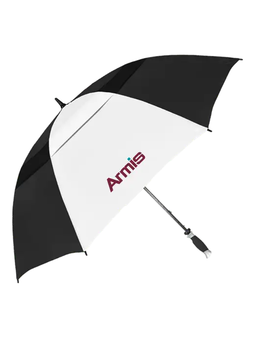 Black/White Vented Typhoon Tamer Golf Umbrella w/Armis Logo