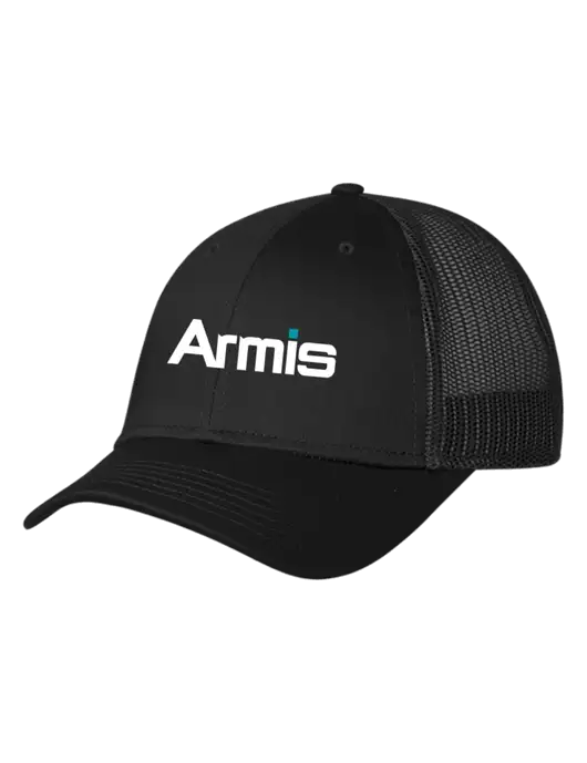 Black Mesh Trucker Cap Snap Back w/Armis Logo