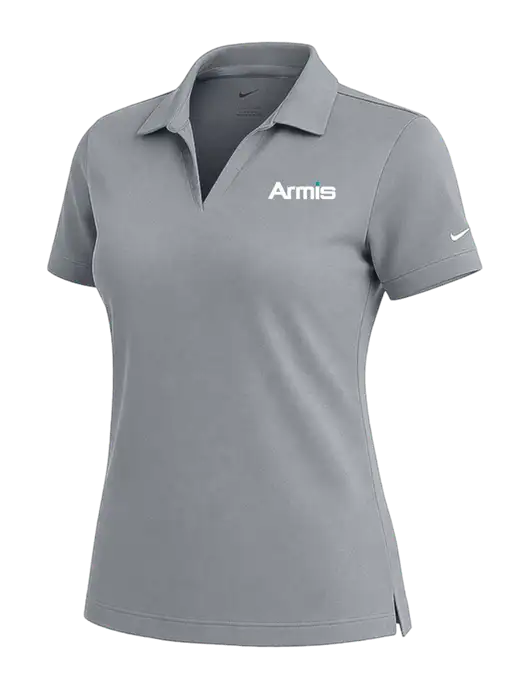 NIKE Medium Grey Womens Dri-Fit Micro Pique Polo w/Armis Logo
