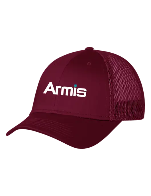 Maroon Mesh Trucker Cap Snap Back w/Armis Logo