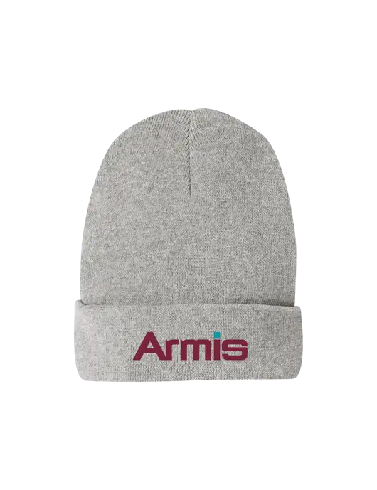 Recycled Light Heather Grey Beanie w/Armis Logo
